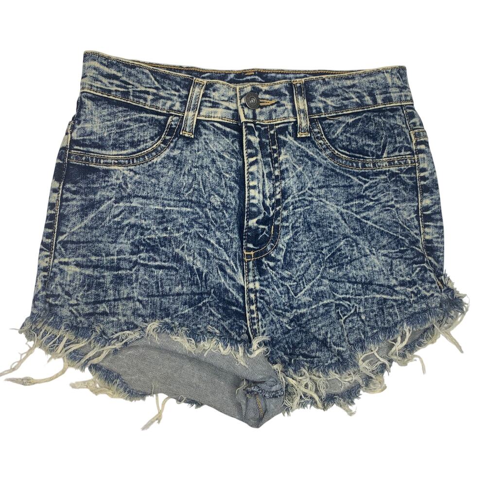 GJG Denim jean shorts stonewashed blue cut offs high rise waist women's medium